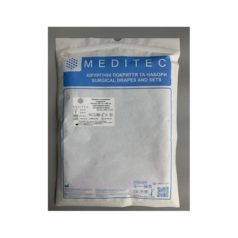 Покриття операційне. Стерильне. Розмір 220 см х 160 см з адгезивним краєм (по довгій стороні), матеріал СММС 35 г/м*2 Meditec